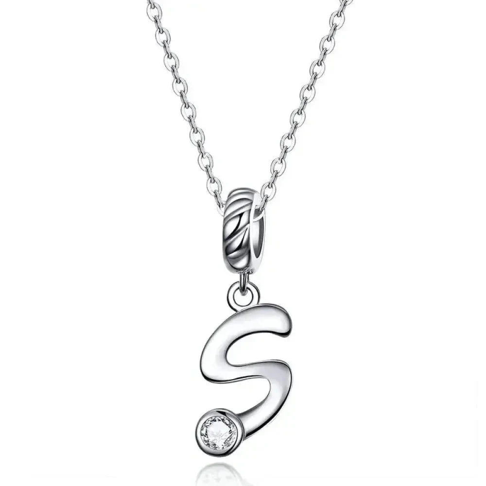 Chic and Timeless 925 Sterling Silver Initial Pendant Necklace | Platinum Plated Vintage Letter A to Z | Women’s Fine