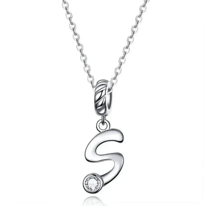Chic and Timeless 925 Sterling Silver Initial Pendant Necklace | Platinum Plated Vintage Letter A to Z | Women’s Fine