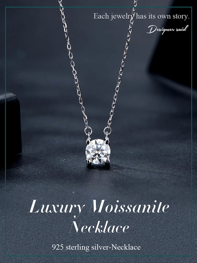 Radiant 1ct Moissanite Sterling Silver Pendant Necklace - Necklaces
