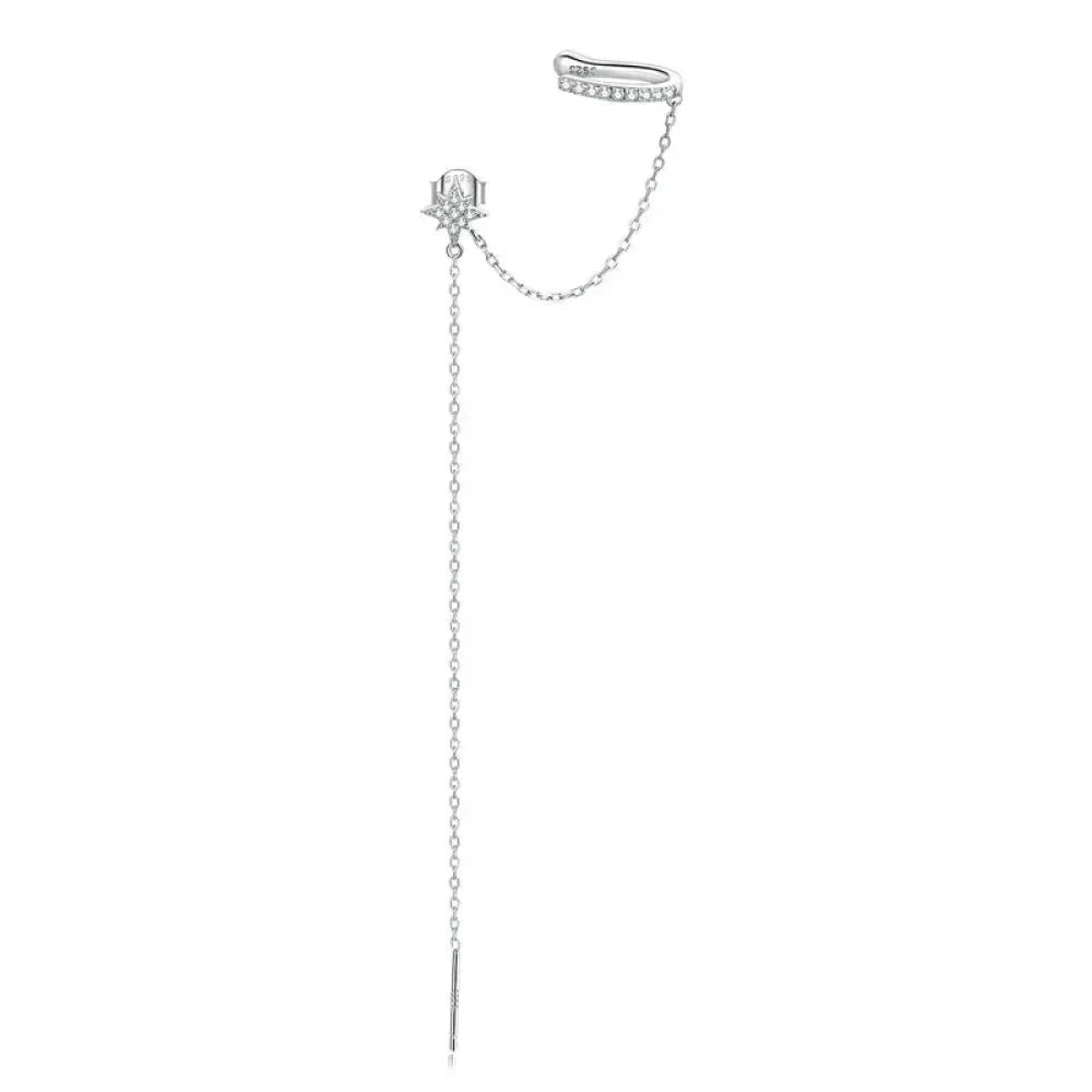 925 Sterling Silver Ear Cuff - Elegant Gold Color Clip Earrings for Women - Sce1450