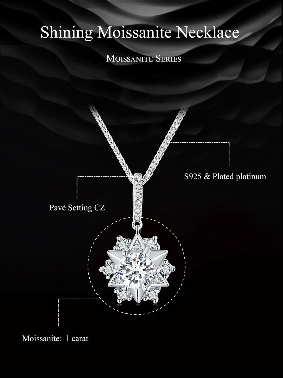 Celestial Sparkle 1ct Moissanite Sterling Silver Star Pendant Necklace - Necklaces