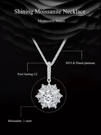 Celestial Sparkle 1ct Moissanite Sterling Silver Star Pendant Necklace - Necklaces