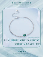 Elegant Green Zircon Chopin Sterling Silver Bracelet Bracelets