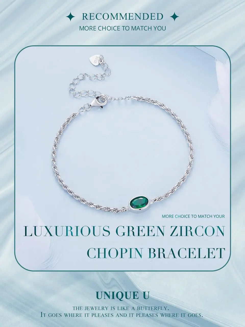 Elegant Green Zircon Chopin Sterling Silver Bracelet - Bracelets