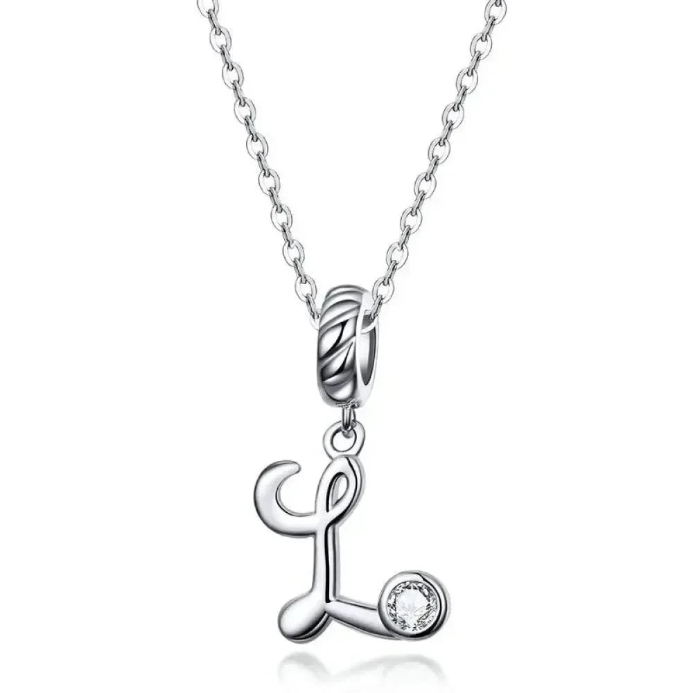 Chic and Timeless 925 Sterling Silver Initial Pendant Necklace | Platinum Plated Vintage Letter A to Z | Women’s Fine