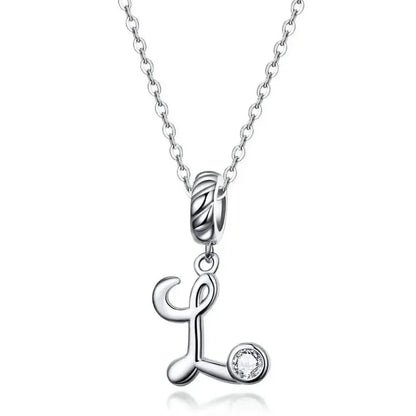 Chic and Timeless 925 Sterling Silver Initial Pendant Necklace | Platinum Plated Vintage Letter A to Z | Women’s Fine