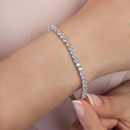 Exquisite 925 Sterling Silver Adjustable Tennis Bracelet Platinum Plated With Clear 3Mm Cubic Zirconia Bracelets