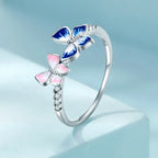 Flutter of Elegance: Sterling Silver CZ Butterfly Band Ring Rings