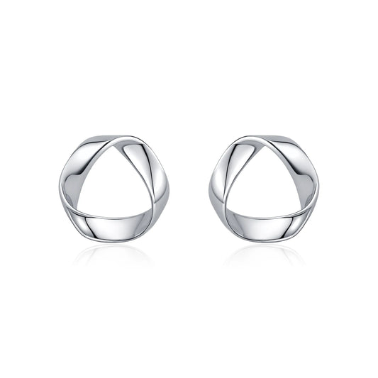 925 Sterling Silver Minimalist Wavy Stud Earrings - Women Fine jewellery