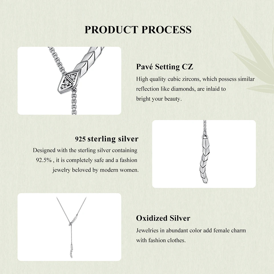 925 Sterling Silver Snake Pendant Necklace - Gothic-Inspired jewellery for Women - Necklaces