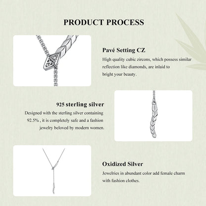 925 Sterling Silver Snake Pendant Necklace - Gothic-Inspired jewellery for Women - Necklaces