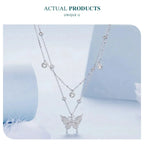 925 Sterling Silver Double layer Tassel Butterfly Pendant Necklace for Women Elegant Fine jewelry Necklaces