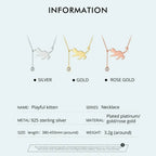 Breathtaking 925 Sterling Silver Cat Necklace | Elegant Pendant Collarbone Jewelry Scn232 In 3 Colors Necklaces