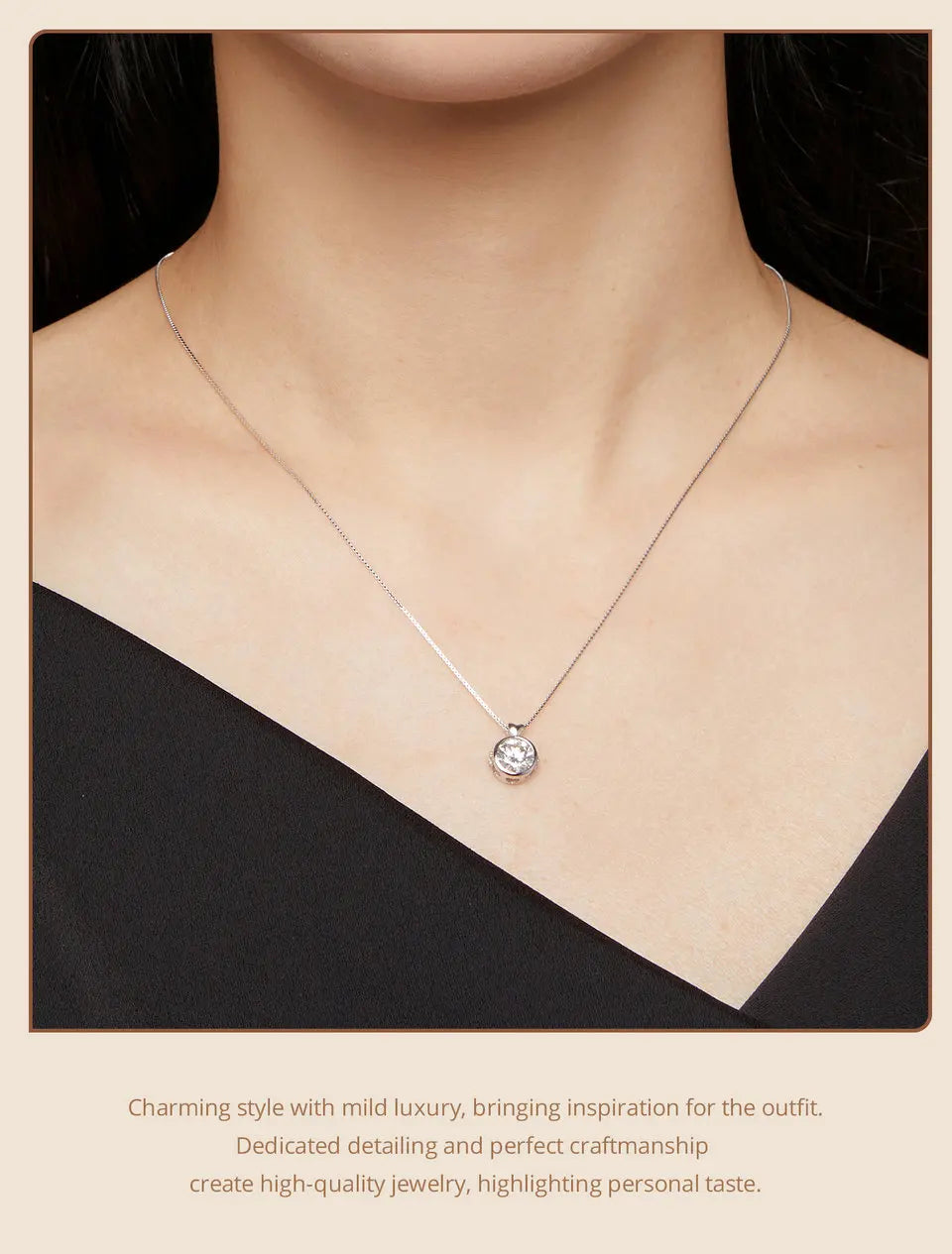 Timeless Elegance: 1.0 Carat Moissanite Sterling Silver Little Heart Chain Pendant Necklace - Necklaces