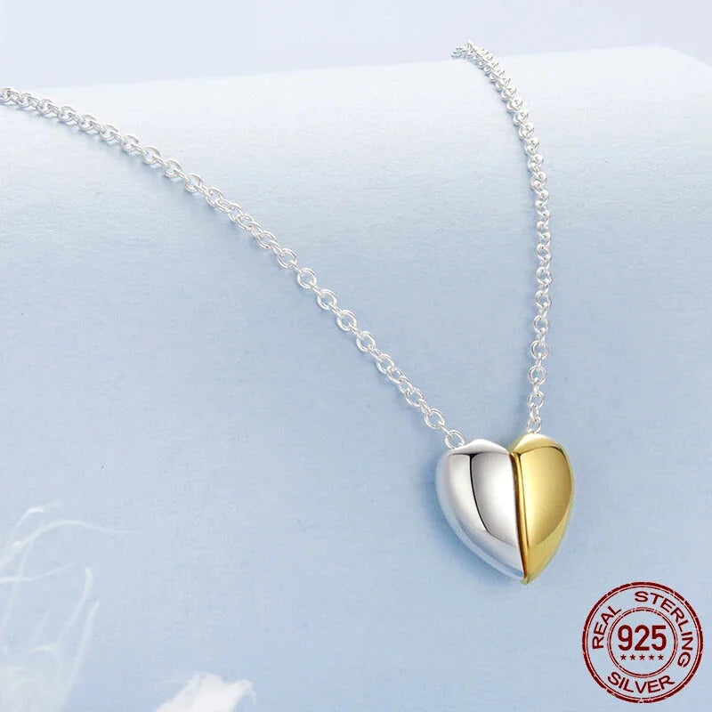 Gold Plated Heart Pendant Necklace for Women - 925 Sterling Silver Couple jewellery - Necklaces