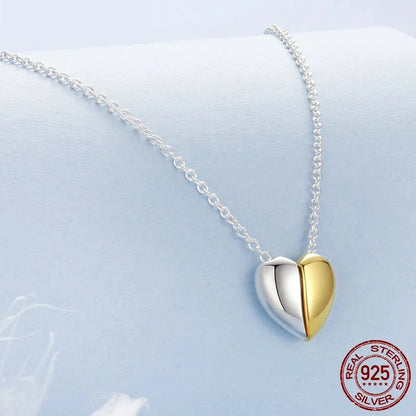 Gold Plated Heart Pendant Necklace for Women - 925 Sterling Silver Couple jewellery - Necklaces