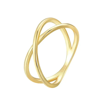Breathtaking 14K Gold Plated X Ring - Elegant Minimalist 925 Sterling Silver Cross for Women - Promise jewellery SCR543