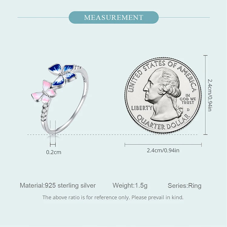 Flutter of Elegance: Sterling Silver CZ Butterfly Band Ring - Rings