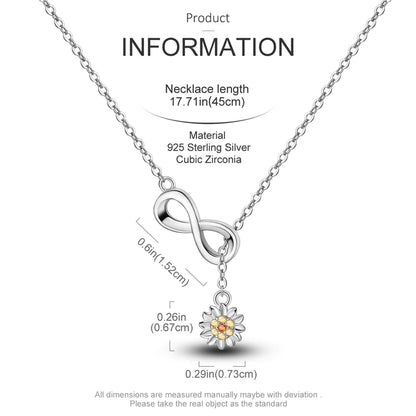 Endless Sunshine Sterling Silver Infinity Necklace With Sunflower - Necklaces