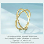 Breathtaking 14K Gold Plated X Ring Elegant Minimalist 925 Sterling Silver Cross For Women Promise Jewelry Scr543 Rings