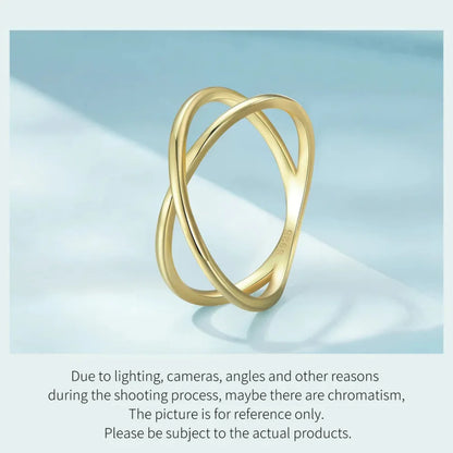 Breathtaking 14K Gold Plated X Ring - Elegant Minimalist 925 Sterling Silver Cross for Women - Promise jewellery SCR543