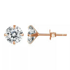 Cz Stud Earrings 925 Sterling Silver Platinum Plated Round Cubic Zirconia Hypoallergenic 4Mm 5Mm 6Mm 7Mm Bse166 Rose