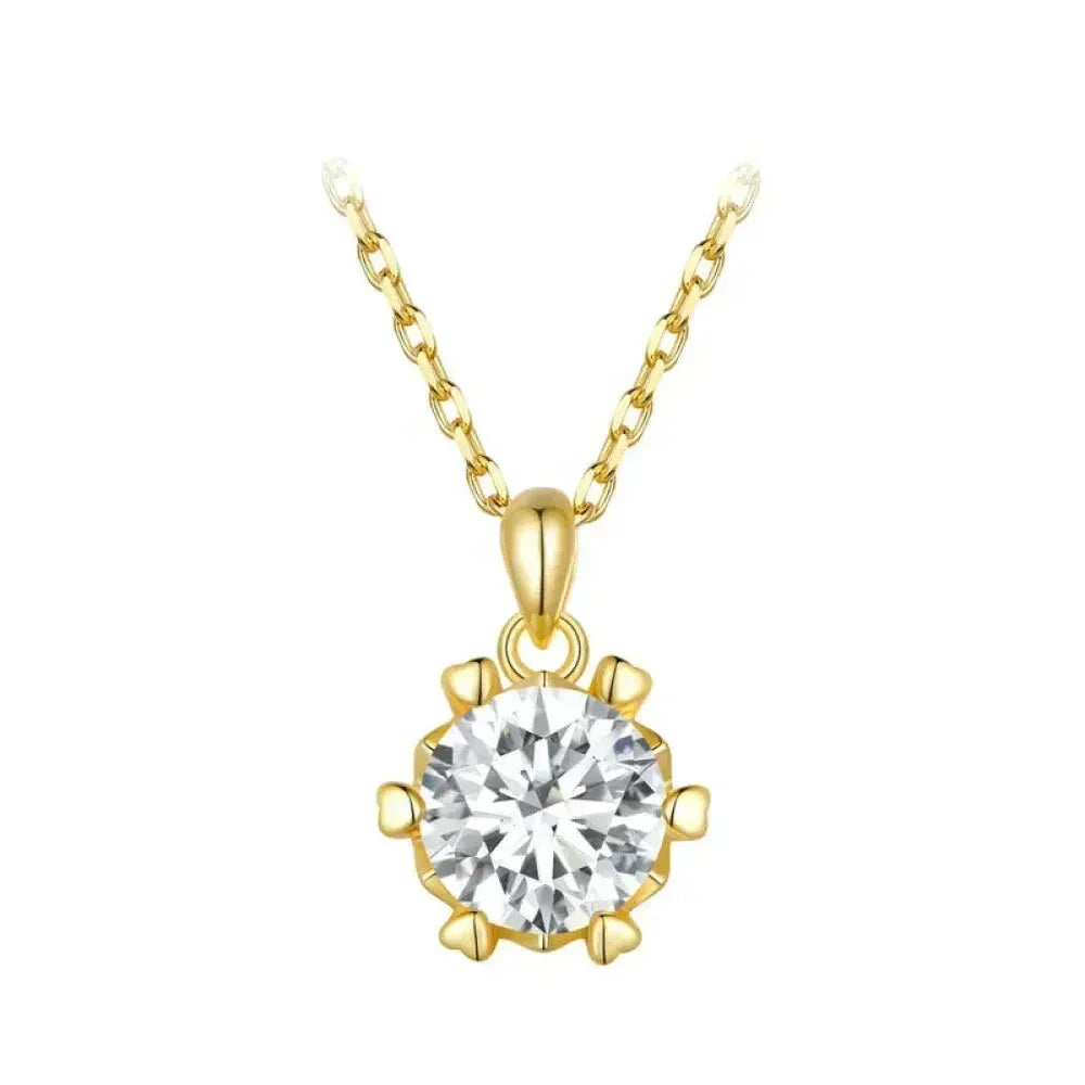 Stunning 1 Carat Moissanite Pendant Necklace | 925 Sterling Silver | Wedding & Bridal Fine Jewelry Gold / Ct Necklaces