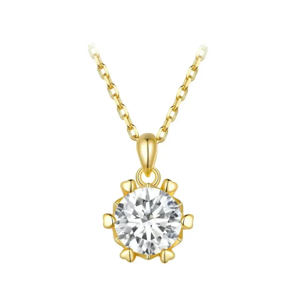 Stunning 1 Carat Moissanite Pendant Necklace | 925 Sterling Silver | Wedding & Bridal Fine Jewelry Gold / Ct Necklaces