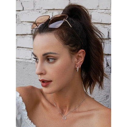 Genuine 925 Sterling Silver The Shape of Love Chain Necklace for Women - Fine jewellery 18.11’’ Collar - Necklaces