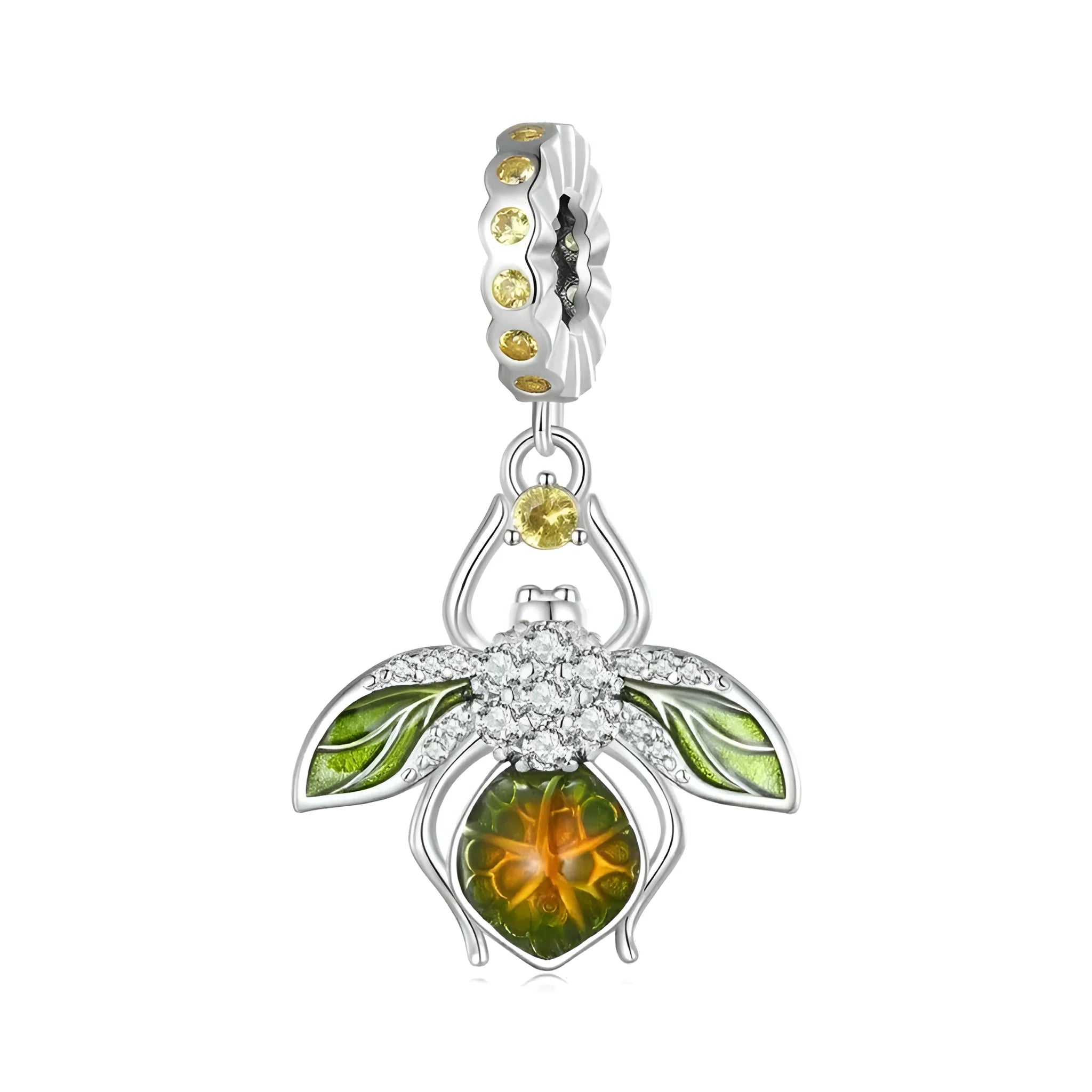 Buzzing with Charm: 925 Silver Lemon Bee Pendant for Bracelets & Bangles - Charms