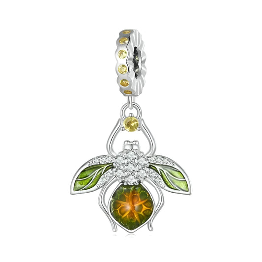 Buzzing with Charm: 925 Silver Lemon Bee Pendant for Bracelets & Bangles - Charms