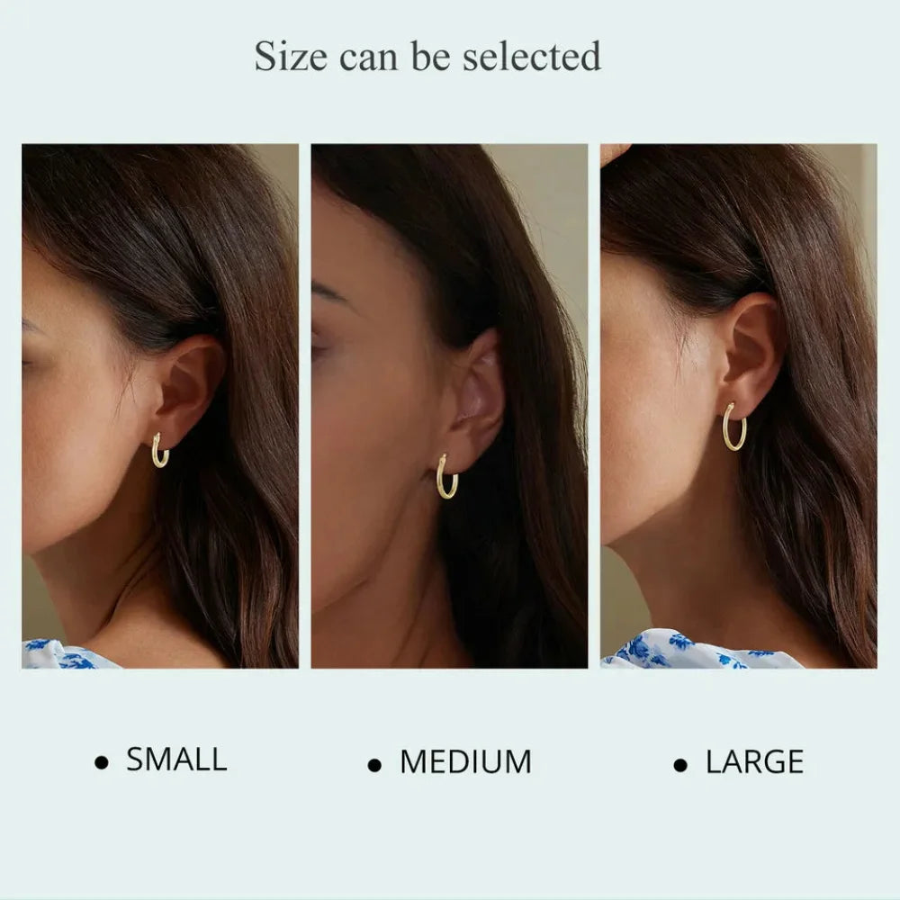 14K White Gold-Plated 925 Sterling Silver Hoop Earrings - Stylish and Hypoallergenic jewellery for Women