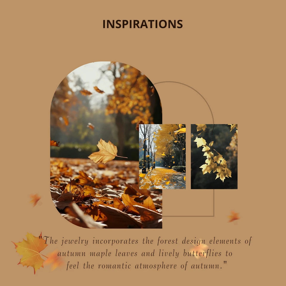 Autumn Elegance: White Gold Plated Sterling Silver Leaf Butterfly Necklace - Pendant Necklaces