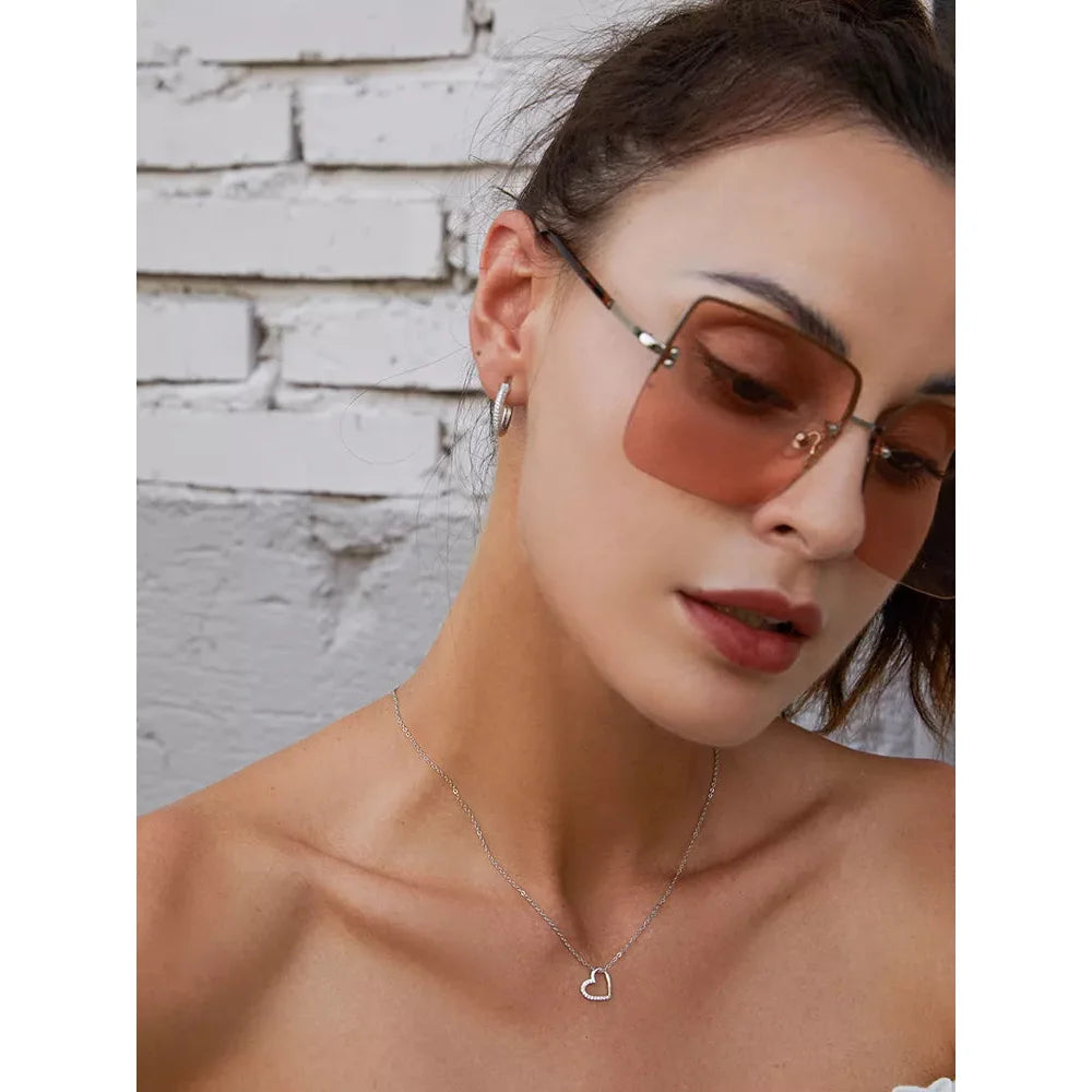 Genuine 925 Sterling Silver The Shape of Love Chain Necklace for Women - Fine jewellery 18.11’’ Collar - Necklaces