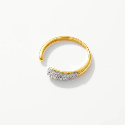 Adjustable Sterling Silver Zircon Ring - Rings