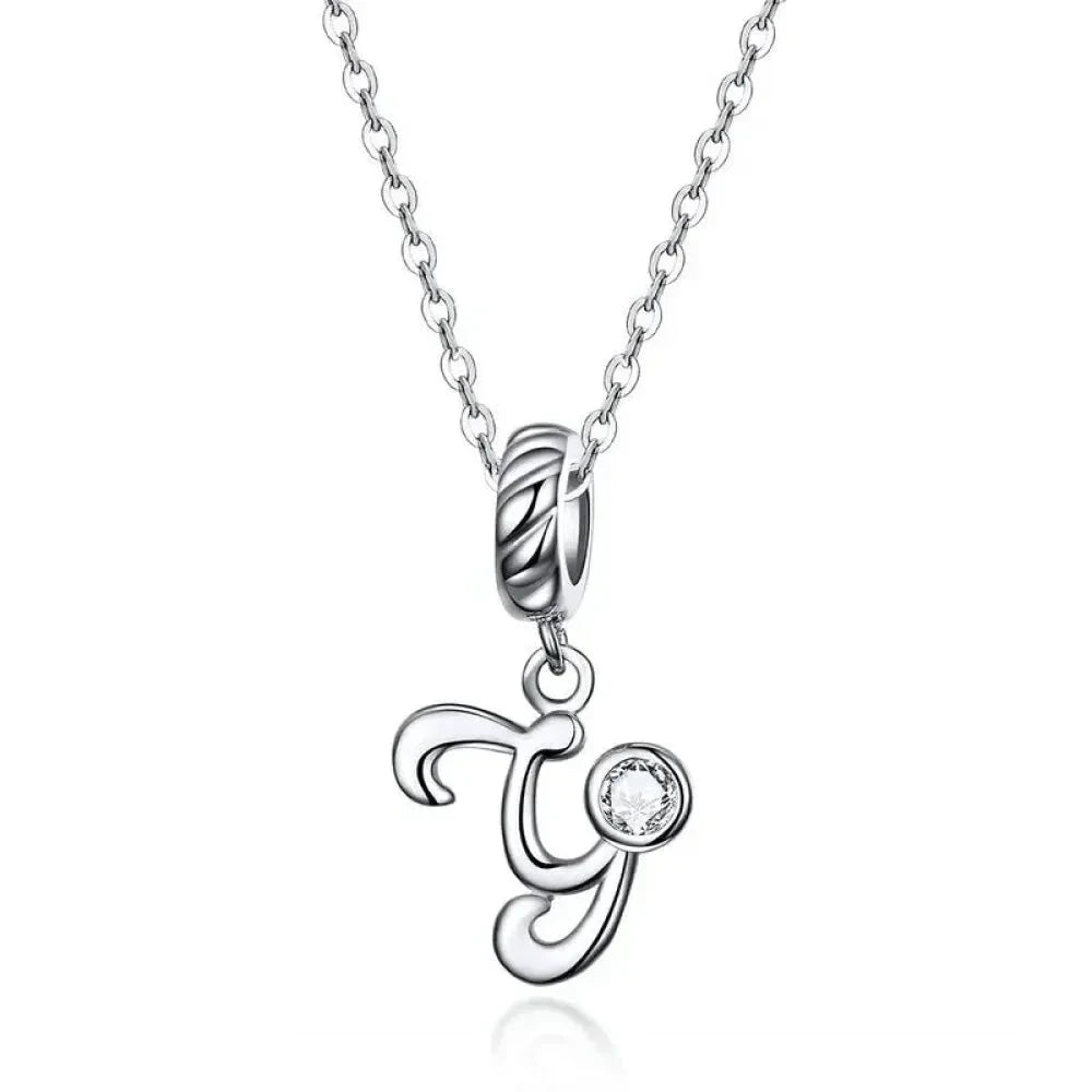 Chic and Timeless 925 Sterling Silver Initial Pendant Necklace | Platinum Plated Vintage Letter A to Z | Women’s Fine