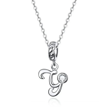 Chic and Timeless 925 Sterling Silver Initial Pendant Necklace | Platinum Plated Vintage Letter A to Z | Women’s Fine