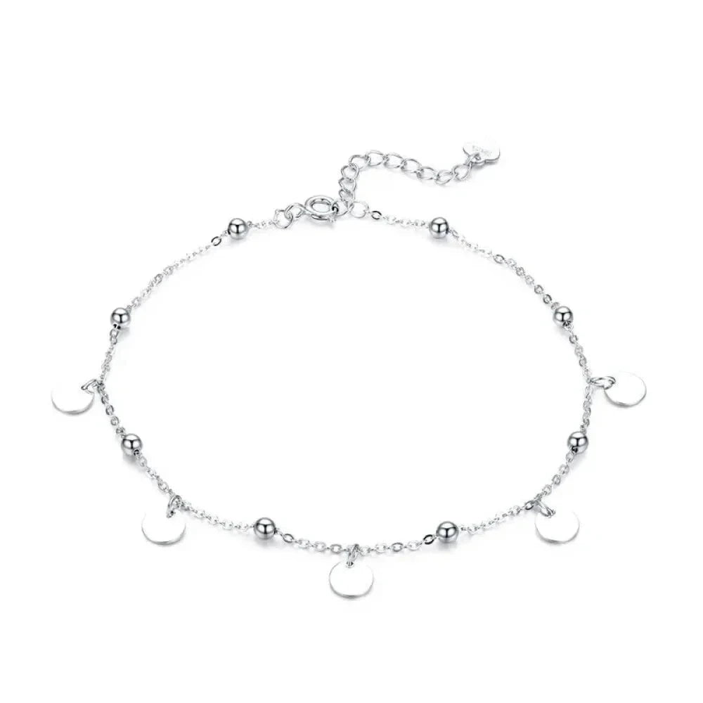 925 Sterling Silver Geometric Minimalist Anklets - Elevate Your Summer Style with SCT011 - Circle