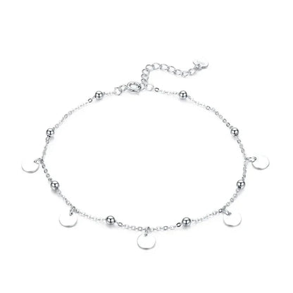 925 Sterling Silver Geometric Minimalist Anklets - Elevate Your Summer Style with SCT011 - Circle