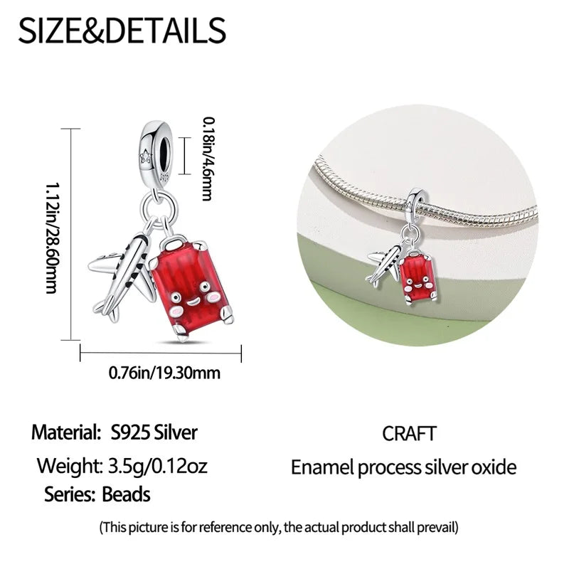 Crimson Horizons Sterling Silver Travel Charm - Charms