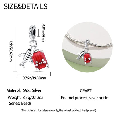Crimson Horizons Sterling Silver Travel Charm - Charms