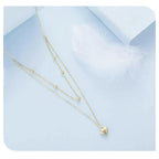 925 Sterling Silver Heart Pendant Necklace Elegant Double Layer Choker For Women Bsn168 Necklaces