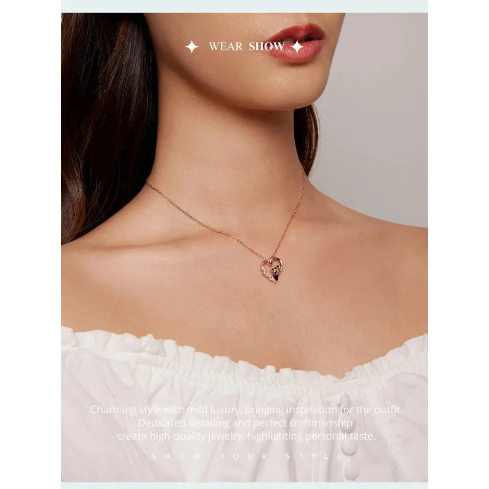 925 Sterling Silver Baby Panda Crystal Necklace | Enamel Cute Animal Charm Chain Link | Women’s Gift - 17.71’’ SCN453