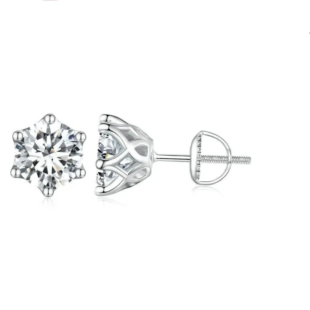 Radiant Moissanite Stud Earrings | D Color Round Cut 925 Silver Gold Plated