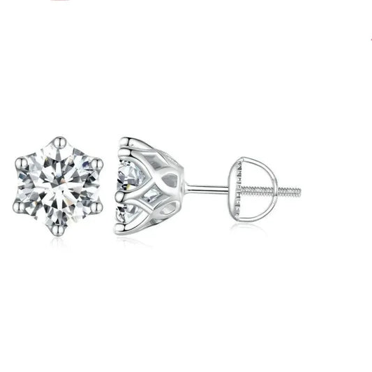Radiant Moissanite Stud Earrings | D Color Round Cut 925 Silver Gold Plated