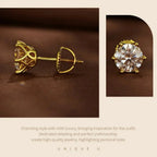 Radiant Moissanite Stud Earrings | D Color Round Cut 925 Silver Gold Plated