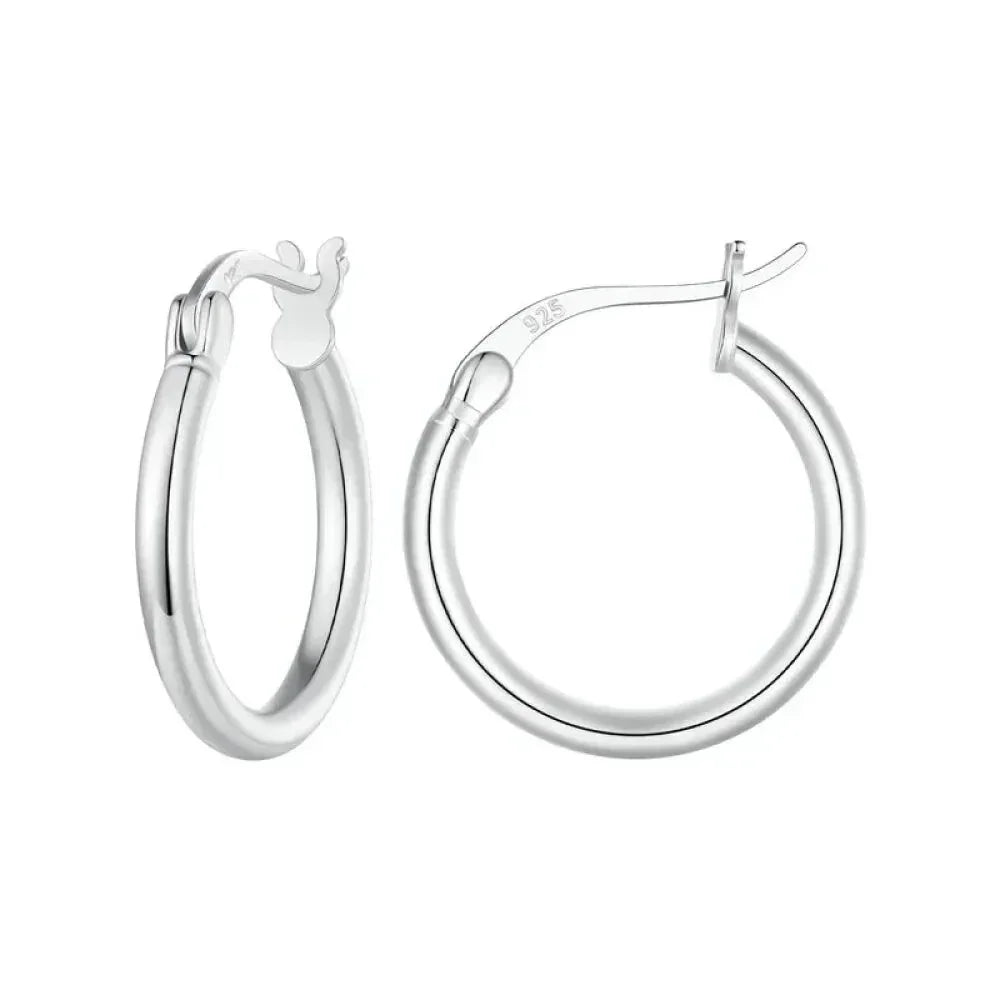 14K White Gold Plated 925 Sterling Silver Hoop Earrings Stylish And Hypoallergenic Jewelry For Women 18Mm