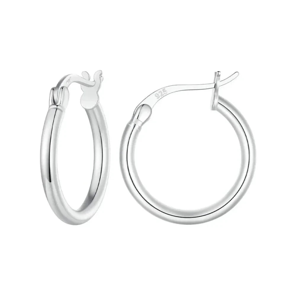 14K White Gold-Plated 925 Sterling Silver Hoop Earrings - Stylish and Hypoallergenic jewellery for Women - 18Mm