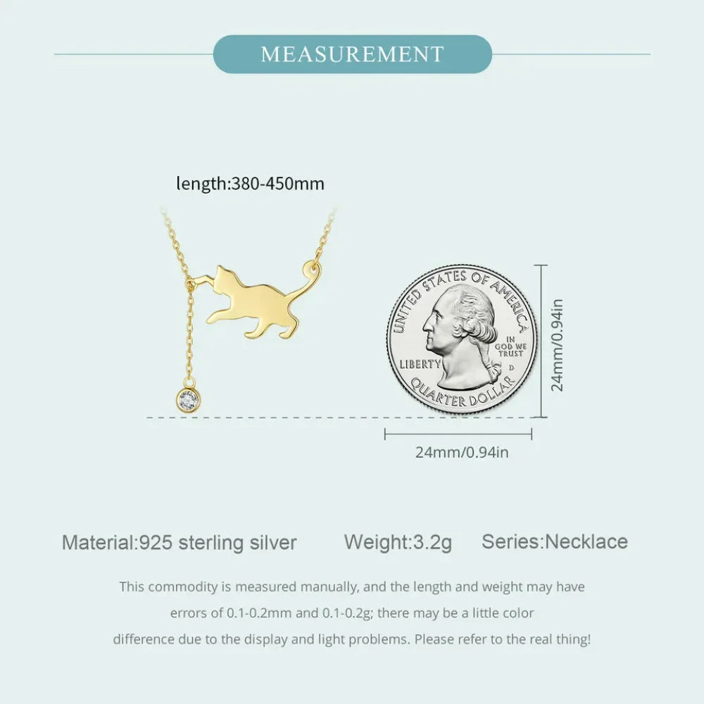 Breathtaking 925 Sterling Silver Cat Necklace | Elegant Pendant Collarbone jewellery SCN232 in 3 Colors - Necklaces