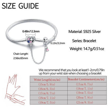 Floral Clasp Sterling Silver Snake Chain Bracelet - Charm Bracelets